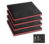 CAAGGMM Inserts en Mousse pour Boîtes à Outils, 4 Pièces 40 x 30 x 2,5 cm Inserts en Mousse EPE Découpable, Mousses Servante Atelier, pour Boîte à Outils, Mallette de Transport, Noir Rouge