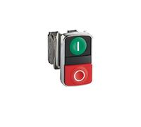 Schneider Electric ZB4BA7341 Harmony ZB4BA7341 Bouton-poussoir à double touche actionneur plat 2 boutons vert, rouge décrochage