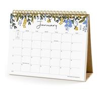 Cabbrix Petit calendrier de bureau 2025-2026, à rabat sur pied, couvre 12 mois, de juillet 2025 à juin 2026, calendrier de bureau à rabat avec autocollants et motif floral, 20,3 x 15,2 cm