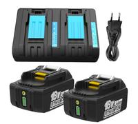 Cabeattee 2X 18V 5,5Ah Batterie + Chargeur DC18RC pour Makita 18V Batterie | BL1860B BL1850B BL1840B BL1860 BL1830B BL1820B
