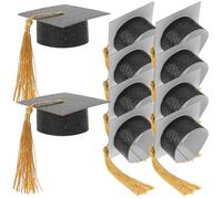 Cabilock 10pcs Mini Chapeaux de Graduation Noirs Couvre-gobelets en Papier et Coton, Surface Lisse, Décoration pour Présent de Diplôme aux Fêtes de Remise des Diplômes