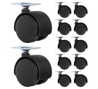 Cabilock 12pcs Roulettes Pivotantes en Nylon Noir pour Chaise de Bureau et Chariot, Installation Facile, pour Bureaux et Salles de Conférence