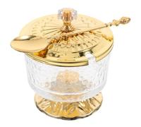 Cabilock 1Ensemble Bocal à Sucre Verre Transparent avec Couvercle et Cuillère Pot à Sel et Épices Récipient de Stockage pour Assaisonnements Accessoire Élégant pour Cuisine et Salon