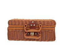 Cabilock 1pièce Boîte De Rangement Vintage Rotin Tissé Main avec Doublure Organisateur Décoratif pour Maison Pique- Et Voyages