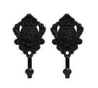 Cabilock 2 Pièces Crochet Mural en Alliage de Zinc Noir Relief Décoratif, Support Multifonctionnel pour Manteaux et Clés, pour Entrée et Salon