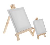 Cabilock 2 Pièces Ensemble Mini Chevalet en Bois Portable Toile à Peindre Blanche Légère pour Décoration Maison et Stimulation Créativité Artistique