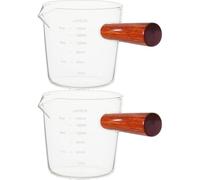 Cabilock 2 Pièces Tasse à Café en Verre 180ml Anse en Bois | Verre et Bois, Usage Lait ou Espresso, Format Compact, Style Simple Cuisine et Service Quotidien