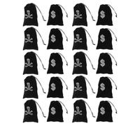 Cabilock 20 Pièces Lot de Paquet de Pirate Halloween en Polyester Noir Cordon de Serrage, Poche Réutilisable pour Bonbons et Trésors, pour Fête D'halloween