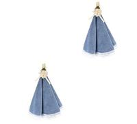 Cabilock 2pièces Serviette De Main Ronde Doux Essuie-Mains Absorbant pour Cuisine Et Salle De Bain Couleur Bleue avec Bord Dentelle Facile à Suspendre