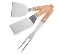 Cabilock 3 Pièces Ensemble D'ustensiles de Barbecue et Fourchette avec Spatule Multifonction en Acier Inoxydable pour Grillades Extérieures et Cuisson Teppanyaki