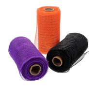 Cabilock 3 Rouleaux Ruban en Maille Polyester Lot pour Décoration Halloween Ruban Créatif Loisirs Créatifs pour Couronnes Diy et Emballages Festifs