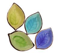 Cabilock 4 Pièces Assiette en Céramique Feuille Petite | Porcelaine à Glaçure Craquelée, Surface Lisse, Service Compact, Usage en Préparation Culinaire