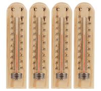 Cabilock 4 Pièces Thermomètres Bois Naturel Thermomètre Mural pour Cave à Vin Serre Sauna Extérieur et Intérieur Mesure de Température Décorative et Précise pour Fermenteur Garage Jardin et