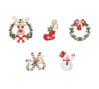 Cabilock 5 Pièces Broche de Noël en Alliage, Motif Chaussette, Cloche, | Style Festif Chic, Couleur Vive et Finition Soignée, pour Femme et Garçon et Filles, Ambiance Noël et Fêtes Style Aléatoire
