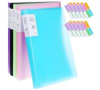 Cabilock 5 Pièces Classeur de Présentation A4 avec 40 Pochettes Plastiques en PP, Organiseur de Dossiers Portable avec Autocollants, pour L'école Bureau