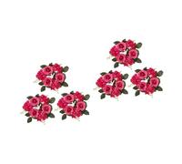 Cabilock 6 pièces Anneaux de Bougies Décoratifs avec Roses Artificielles Réalistes Élégantes pour Centre de Table Mariage Fête et Décoration Maison