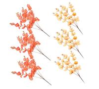 Cabilock 6 Pièces Faux Eucalyptus Branches Artificial Stems with and Orange Leaves for Indoor Autumn Home Decoration Farmhouse Style Floral Arrangement