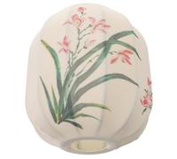 Cabilock Abat-jour Forme Robuste et Remplacement Facile D'ampoule Ovale Motifs Peints Main en Tissu Beige Compatible E27 pour Salon ou Tables de Restaurant