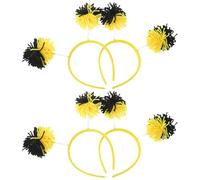Cabilock Bandeau de Fête des Abeilles 4pcs en Polyester Pompons Jaunes pour Anniversaire Printemps Garçon et Filles
