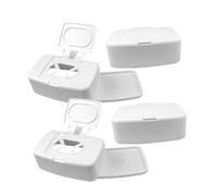 Cabilock Boîte à Lingettes Portable Rechargeable en Pp Blanc 4pcs Couvercle Simple pour Bureau Cuisine, Distributeur de Lingettes Humides Pratique et Compact