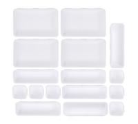 Cabilock Boîte de Rangement Tiroir 16 Pcs Blanche 24x16x9 Cm, Organisateur Modulable pour Cosmétiques et Articles de Toilette, Séparateurs Ajustables pour Salle de Bain, Bureau et