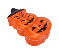 Cabilock Boîte en Fer Citrouille Étanche pour Biscuits, Boîte de Rangement Orange Multifonctionnelle, Décor de Table Halloween Automnal