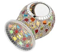 Cabilock Bougeoir en Verre Mosaïque Coloré 10,5 x 14,2 Cm, Réchaud Aromathérapie sans Bougie, Décoration Intérieure Bohème, Présent Détente pour Chambre Et Yoga