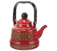 Cabilock Bouilloire en Émail Rouge 1,1l Poignée Anti-brûlure, Cafetière pour Thé Facile à Utiliser, Cuisine Service à Domicile