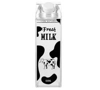 Cabilock Bouteille d'eau en carton de lait de 500 ml Vache imprimée en plastique transparent Bouteille de lait portable pour les voyages en plein air Camping