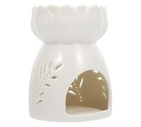 Cabilock Brûleur D'arômes en Céramique Blanc Creux Motif Feuille, Diffuseur D'huiles Essentielles pour Aromathérapie, Design Délicat et Adapté Yoga