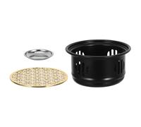 Cabilock Chauffe-théière Chauffe-Plat Noir en Acier Inoxydable avec Porte-Bougie Température Précise et Usage Polyvalent, pour Salons de Thé et Foyers