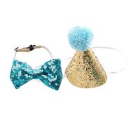 Cabilock Coiffe Colorée pour Animaux de Compagnie Élasticité Réglable et Surface Brillante Paillettes en Polyester pour Fête d'anniversaire de Petits et Moyens Animaux