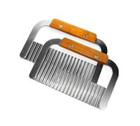 Cabilock Coupe-frisoir Ustensile Compact et Résistant la Rouille en Acier Inoxydable Ondulé Manche en Bois pour Légumes et Frites Ondulées, pour Présentation Culinaire