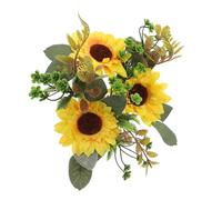 Cabilock Couronne de Tournesols Artificiels Réaliste Jaune en Tissu et Plastique, Décoration Polyvalente et Facile à Nettoyer pour Mariage et Extérieur, Design Unique et Élégant