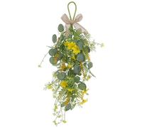 Cabilock Couronne Suspendue Décoration Rustique Élégante de Fleurs Artificielles avec Eucalyptus Jaune de Larme Matériaux Fer et Plastique pour Mariage et Printemps