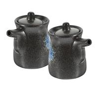 Cabilock Distributeur de Sauce Soja Pichet à Huile Élégant Noir 2 Pièces en Céramique Conserve la Propreté Table et Évite la Contamination des Assaisonnements Cuisine Japonaise