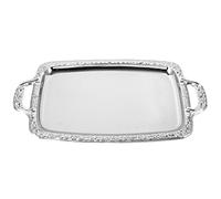 Cabilock Élégant plateau rectangulaire argenté avec miroir pour décanter whisky, bougeoirs, vanity et goûter, pain, petit déjeuner, fruits