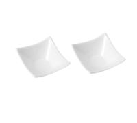 Cabilock Ensemble de 2 Plats à Trempette en Céramique Blanche Réutilisables pour Sauces et Condiments, Plats à Quatre Coins pour Usage Quotidien ou Table de Fête