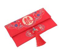 Cabilock Enveloppe Rouge de Mariage Chinoise Grand Format, Tissu | Cérémonie Nuptiale, Rangement D’argenté, Finition Solide, Emballage Présent et Décoration, Rouge