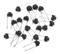 Cabilock Interrupteur à Bouton Momentané Noir 2 Broches, Technologie à Faible Bruit, Plastique et Cuivre, Pack de 20 pour Montage en Surface et Projets D'électronique DIY
