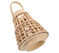 Cabilock Lanterne Décorative et Ambiance Chaleureuse Bambou Tressé avec Poignée Bougeoir LED Élégant pour Décoration de Table Mariage