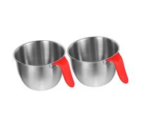 Cabilock Lot de 2 Bols Mélangeurs à Pâte et Salade en Acier Inoxydable 19x13 Cm avec Poignée Robuste, Résistants et Faciles à, pour Préparation Pâtisserie et Usage la Cuisine