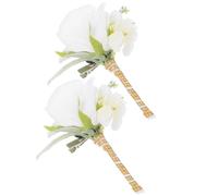 Cabilock Lot de 2 Broches de Fleurs Artificielles Blanches Simulées Corsages Élégants pour Mariage Accessoires pour Demoiselles D’Honneur et Décoration Nuptiale Style Européen Matériau