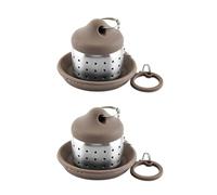 Cabilock Lot de 2 Infuseurs à Thé en Acier Inoxydable avec Passoire et Plateau Égouttoir, Protection la Chaleur, pour Préparer Thé la Maison