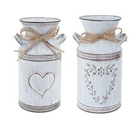 Cabilock Lot de 2 Pots de Fleurs Vintage en Forme de cœur - Pot à Lait en Fer - Style Shabby - Décoration de Maison de Campagne