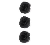 Cabilock Lot De 3 Broches en Satin Et Soie Roses Artificielles De 70 Mm De Diamètre Fleur Noire pour Décoration De Bandeau Chapeau Fête De Mariage