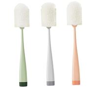 Cabilock Lot De 3 Brosses De Nettoyage Pour Bouteilles à Col Étroit, Manches Longs, Mousse, Nettoyeur De Biberons Ergonomique, La Cuisine Et Vaisselle, Vert Orange Gris