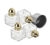 Cabilock Lot de 4 Set de Set de Mini-pots à Épices en Verre et Acier Inoxydable 15ml avec Entonnoir, Étanches et Résistants Cuisine, Voyage, Camping et Pique-niques
