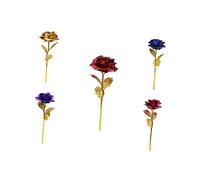 Cabilock Lot de 5 Roses Artificielles en Or 24K Fleur Romantique en Matériau Solide Décoration pour Anniversaire et Saint-Valentin Fête des Mères