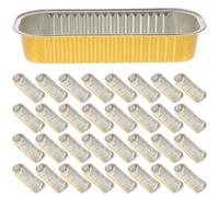 Cabilock Lot de 50 Barquettes Rectangulaires en Aluminium Jetables, Résistantes Four et Friteuse à Air, pour Barbecues et Plats à Emporter